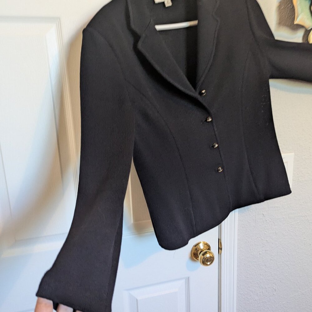 St. John Black Tailored Blazer | 10 | Made in USA | EUC | Quiet Luxury Classic - Picture 2 of 9